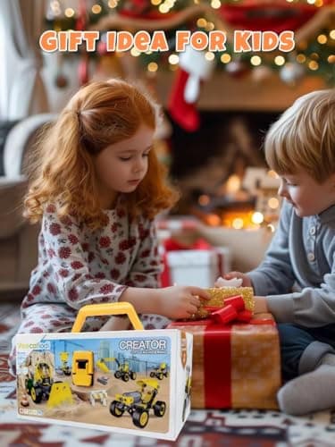 Veecafiodi 10 in 1 STEM Building Toys for Kids Ages 4-8, Educational Construction Engineering Building Kit for Boys Girls, Motorized Bulldozer Excavator Toy Set - Thumbnail 6