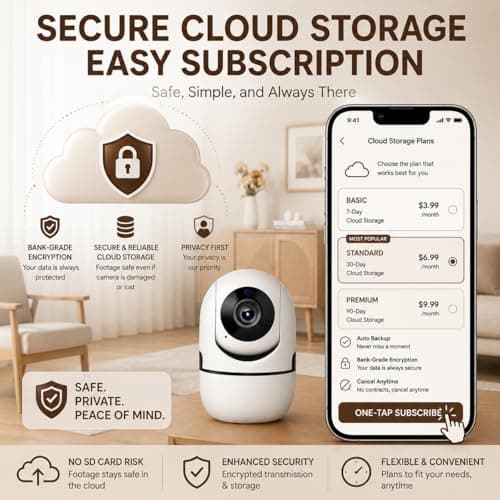 Indoor Camera, home security indoor,Pet/Dog/Baby Security Camera with Phone App, 360°Pan-Tilt, 5G/2.4G Dual-Band Wi-Fi 6, Auto-Tracking, Person/Pet/Baby Crying Detection, Privacy Mode, Two-Way Audio - Thumbnail 4