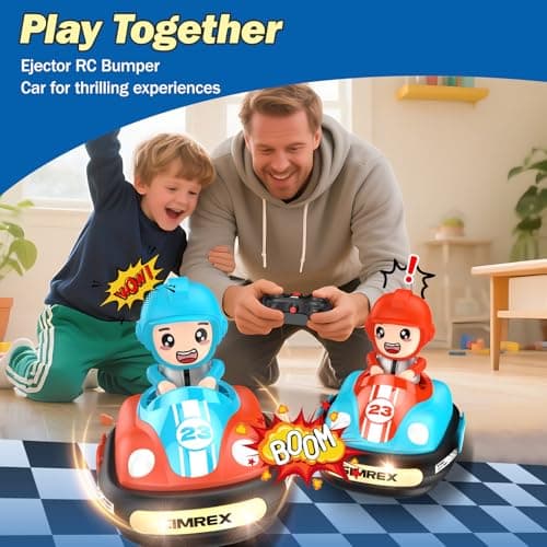 SIMREX 2-Player RC Bumper Cars Set for Kids 3+— Remote Control Battle Cars with LED Lights, Music & Sound, Indoor Play & Party Gift Toys for Boys & Girls - Thumbnail 3