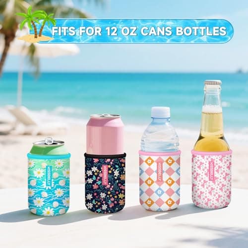 Can Cooler Sleeve, Insulated Neoprene Can Sleeve Cover Reusable Can Drink Sleeve Holder for Beverages Cans Bottles BBQs Decor Party Favors - Thumbnail 4