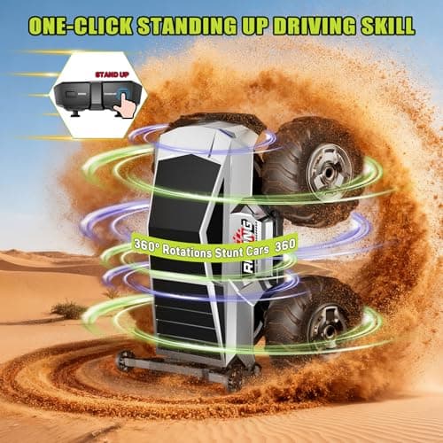 1:16 RC Truck Remote Control Car, 4WD Waterproof Amphibious RC Car All Terrain Pickup,TIME4DEALS 2.4GHz Remote Monster Truck with 360° Rotating Standing Stunt Toy Truck for Kids Boys 6 7 8 9 10 11 12+ - Thumbnail 3