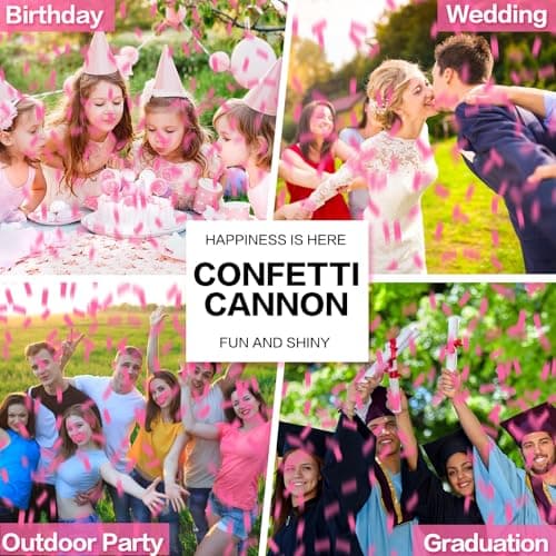 Confetti Cannon Pink 12 Pack Biodegradable Handheld Confetti Party Poppers for Weddings, Gender Reveals, Birthdays & Celebrations 12-Inch Twist Confetti Shooters for Party Fun - Thumbnail 6