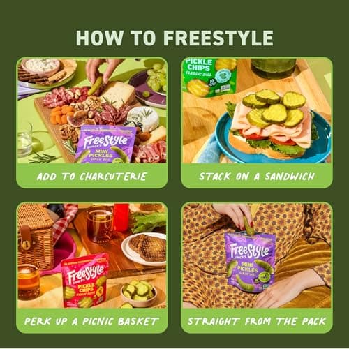 Freestyle Snacks Pickle Variety Snack Packs - 3 Flavors of All Natural, Fresh-Packed Deli-Style Pickles - Non-GMO, Kosher, Gluten-Free, Low Calorie Snacks - 3.5 Ounce (6 Pack) - Thumbnail 4