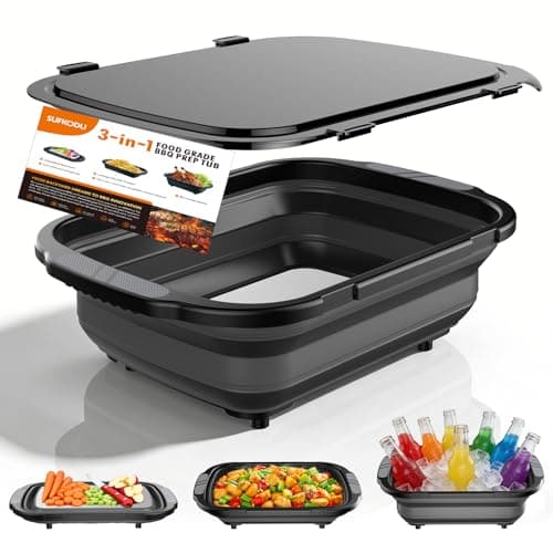 Collapsible BBQ Prep Tubs with Titanium Cutting Board, Large-Capacity（5.3Gal/20L）Foldable Cutting Board, with Locking Lid, Strong Sealing and Leak-Proof Design. Suitable for Kitchen and Outdoor. - Image 1