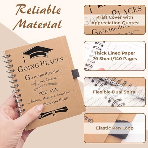 Atarvana 4pcs Graduation Gifts Class of 2026 for Him Her, Inspirational Graduates Present Set with 1pcs Motivational Spiral Notebook, Pen, Bracelet and Bookmark from Mom Dad - Thumbnail 3
