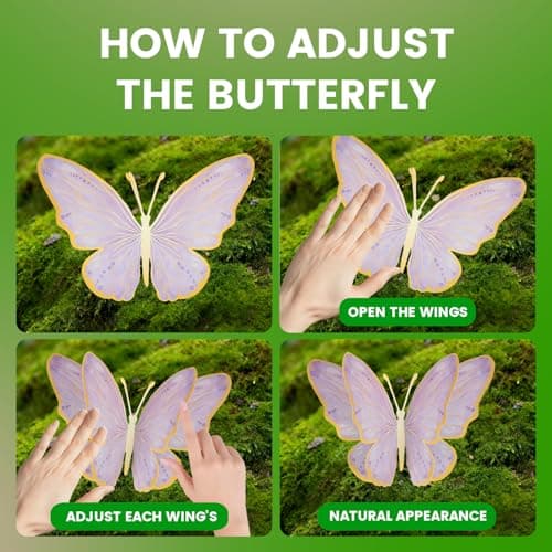 Giant 3D Metallic Gold Butterfly Wall Decor, 10"-20" Oversized Hollow-Out Paper Butterflies for Wedding Backdrop, Storefront Display & Luxury Nursery Art (Purple) - Thumbnail 4