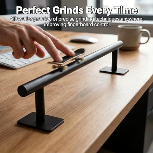 Professional Fingerboard Flat Rail Premium Solid Steel Construction Deck Ramp Skateboard Obstacle Powder Coated Finish Non-Slip Foam Feet Used with Fingerboard Decks Mini Skatepark Accessory Black - Thumbnail 5