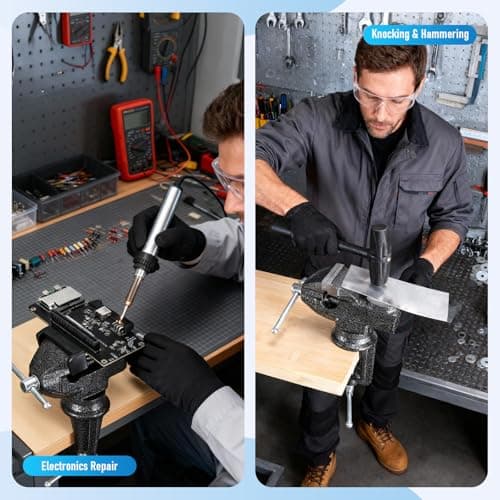 Wiselifetech Table Vise 2 Inch Bench Vise with Anvil,Swivel Base Universal Vices made of Cast Steel for Workbench Repair Tools Woodworking,Drilling,Sawing,Metalworking,Jewelry,Craft,Sculpting - Thumbnail 5