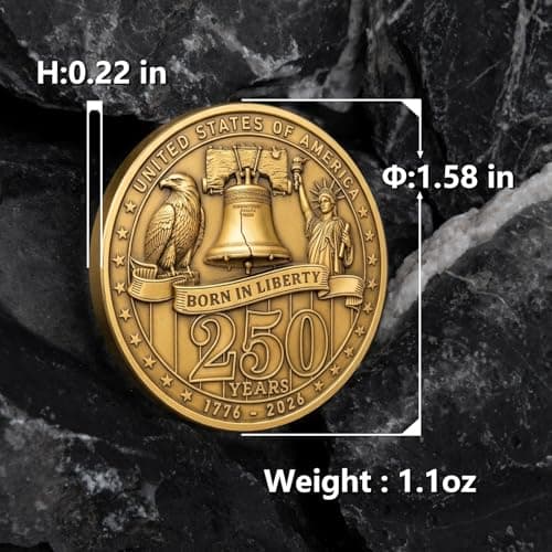 Born in Liberty 250 Years Coin – United States 1776–2026 Anniversary Commemorative Coin, Liberty Bell & Declaration of Independence Design, Freedom and the American Spirit Coin - Thumbnail 2