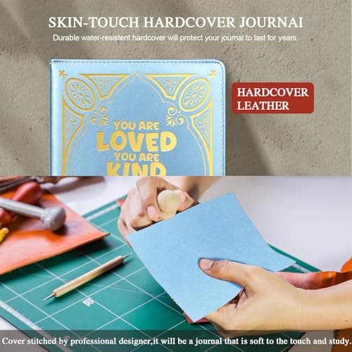 QDWXDEL Journal For Women,A5 Hardcover Leather Journal - 200 Pages Premium Paper Notebook, Journal Notebook for School, Work (You Are Loved Sky Blue) - Thumbnail 4