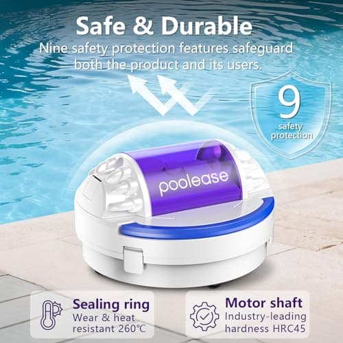 Cordless Robotic Pool Vacuum, 45W Dual‑Motor Automatic Pool Cleaner, 2L Large Debris Capacity, Auto Self‑Parking, 9‑Safety Protection, Ideal for Flat Bottom Inground & Above‑Ground Pools - Thumbnail 6