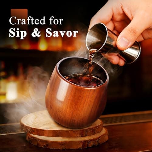 Charred Wooden Bourbon Drinking Glass - Premium Bourbon Gifts for Men - Handcrafted Wooden Whiskey Glasses & Whisky Tumbler for Whiskey Lovers Dad Boyfriend Husband Friend - Thumbnail 3