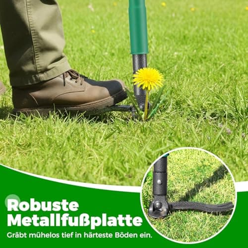 Allsetool Weed Puller Tool with 2 Weed Eject Feature, 43.7in Stand Up Dandelion Remover Tool, Real Bamboo Handle and Metal 4 Claw & Foot Pedal, Heavy Duty Garden Weeder - Thumbnail 6