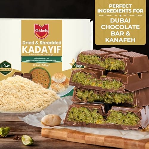 Chobella Premium Dried & Shredded Kataifi Fillo Dough, 500g (1.1lb), Kurutulmus Kadayif Pastry Dough, Ingredient for The Viral Dubai Pistachio Chocolate Bar, Knafeh, Kunafa, Phyllo, Katifi, Kataifi - Thumbnail 5