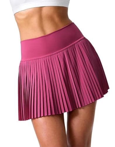 SANTINY Pleated Tennis Skirt for Women with Pockets Shorts Women's High Waisted Lightweight Athletic Golf Skorts Skirts for Casual(Rose_M) - Image 1