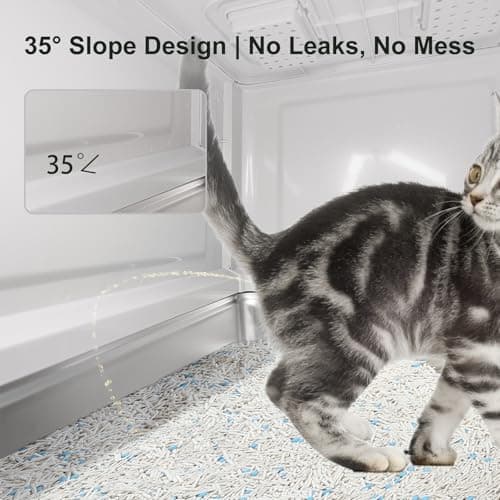 Marchul Enclosed Stainless Steel Cat Litter Box XL with Lid & Deeper Drawer Design for Indoor Cats, Metal Covered Litter Box, Baffles for Anti-Leakage, with Litter Scoop & Litter Mat - Thumbnail 5