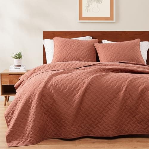 WRENSONGE Queen Quilt-3 Pieces Weave Autumn Leaf Bedspreads Queen Size Quilt Bedding Set for All Seasons, Soft Summer Coverlet with 2 Pillow Shams Suitable for Bed, Couch, Quilted Blanket