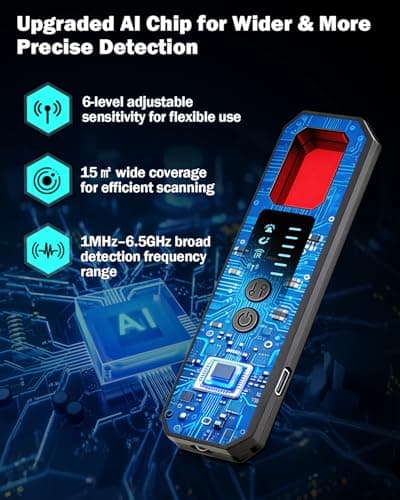 CountureMode Hidden Camera Detectors, 7-in-1 Anti Spy Camera Finder, Bug Detector for RF Signal, WiFi Scanner, GPS Tracker, Listening Device, Portable Privacy Protection for Hotel Office Car Travel - Thumbnail 2