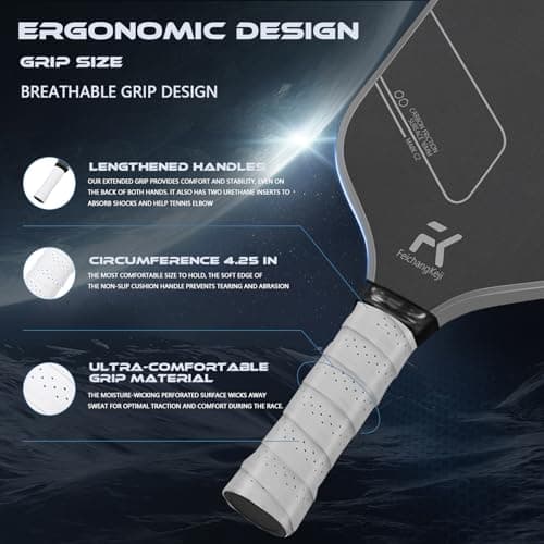 FeichangKeji Pickleball Paddles Set of 2 T700 & 16mm Carbon Fiber Pickleball Paddles with CMS Matte Surface Lightweight Honeycomb Core & Durable Edge Guard Protector & Comfortable Grip - Thumbnail 5