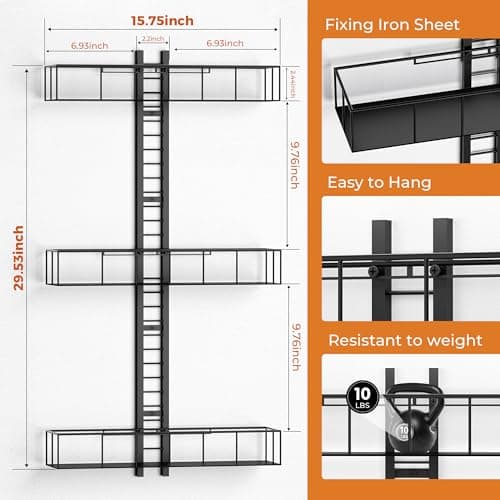 BeardBullet Adjustable Fire Escape Wall Shelf, Modern Style New York Vertical Ladder Shelf, Metal Decorative Trinket Display Floating Shelf for Bedroom, Living Room & Home Decor (3-Tier) - Thumbnail 2
