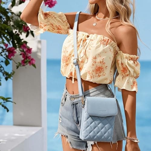 Goinsound RFID Crossbody Bags for Women Cell Phone Crossbody Bag with RFID Blocking Card Slots Light Blue - Thumbnail 2