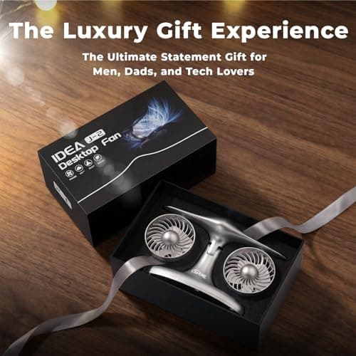 LAMJIE Portable Desk Fan, 8000mAh Battery Operated 18H Runtime Aviation Turbine Table Fan, Quiet USB-C Rechargeable Personal Fan, Unique Tech Office Gift for Men, Dad, Pilots - Thumbnail 3