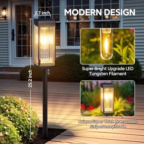 ELECLINK Solar Pathway Lights Outdoor, 8 Pack Upgraded Solar Lights Outdoor Waterproof, Bright Up to 15 Hrs Auto On/Off Garden Light for Yard Patio Lawn Path Walkway Driveway Outside Decor - Thumbnail 2