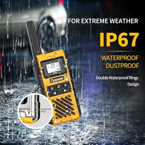 Gaswei G1pro IP67 Waterproof FRS Heavy Duty Long Range Walkie Talkies for Adults, vibrate Rechargeable 2 watt Emergency Two Way Radios, 22 Channel Walky Talky with Li-ion Battery, VOX ，USB-C (2pack) - Thumbnail 3