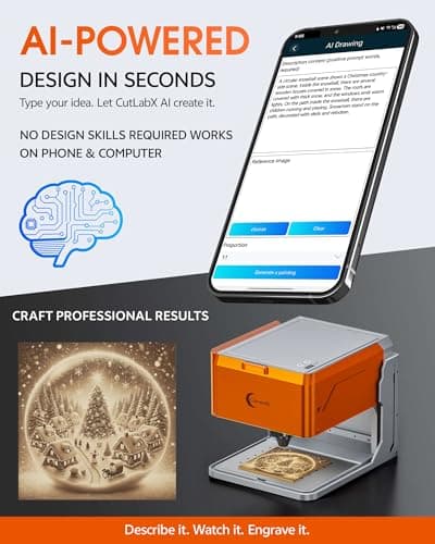 Carverall 5W Desktop Laser Engraver with Camera, WiFi & AI, A1 Pro AA Beginner Smart Laser Engraver Machine for Home DIY, Beginners, Personal Gifts Engraves Wood/Leather/Paper/Glass/Food, Class 1 - Thumbnail 3