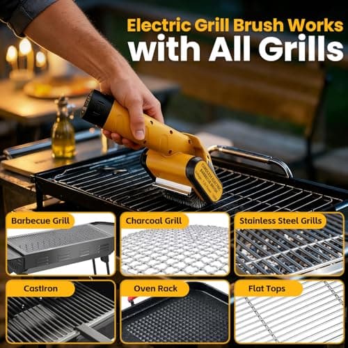 5000mAh 350 Mins Runtime Electric Rotary Grill Brush, 800RPM Powerful Outdoor Automatic Grill Cleaning Brush, 304 Stainless Steel No Bristle Shedding Cordless BBQ Cleaner - Thumbnail 5