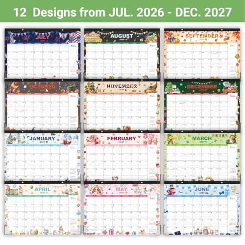 2026 Desk Calendar - Jan. 2026 - Dec. 2026, 12" x 17", 12 Months Calendar Pad with Corner Protectors, Cutting Line, Hanging Hole, Large Office Desktop Calendar - 12 Different Themes - Thumbnail 6