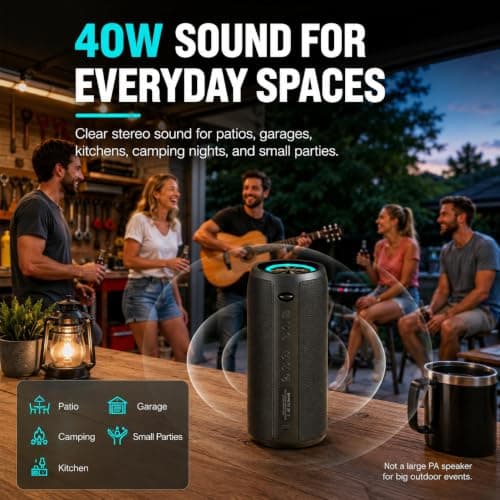 Bluetooth Speaker IPX6 Waterproof.Musibaby M88pro with Loud Stereo Sound,Portable Wireless Speaker,40H Battery,Bluetooth 5.3,Dual Pairing, Shower Outdoor Speaker for Party, Beach, Gifts Ideal. - Thumbnail 2