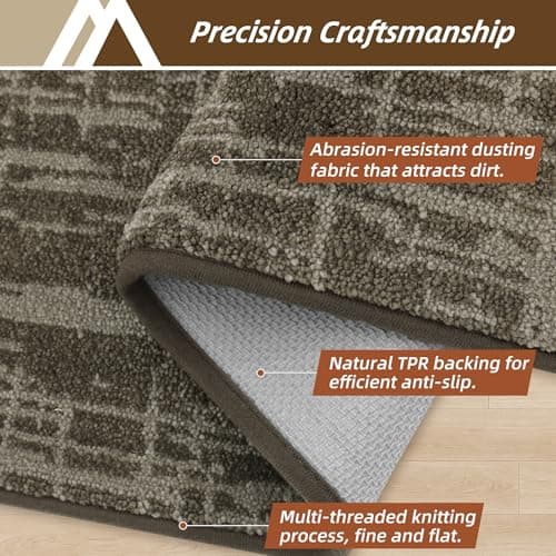 COSY HOMEER-Door-Mat,Dirt Trapper Entryway Rugs 24"x36" Non Slip Washable Entrance Mats,Absorbent Welcome Mat,Low Profile Dog Door Mats for Front Back Doomats and Wet Shoes,Light Brown - Thumbnail 2