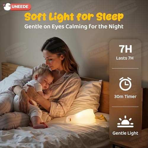 UNEEDE Lying Flat Duck Lamp, 3 Level Dimmable Rechargeable Silicone Night Light, Benson Duck Cute Squishy Touch Sensor Bedside Lamp for Nursery, Breastfeeding, Kids Room Decor - Thumbnail 3