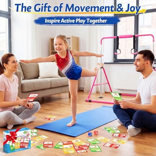 Gymnastics Card Games Equipment for Kids: 70+ Fun Basic Skills Cards for Boys Girls Beginners Gymnastics Birthday Gifts for 4 5 6 7 8 9 10+ Year Old Family Fitness Cards Workout for Indoor Outdoor Use - Thumbnail 5