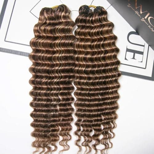YWIGS Feather Crochet Human Hair Blend #4/27/30 Deep Wave 18" 100 Strands - Thumbnail 5