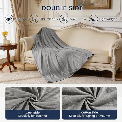 Danctec Cooling Blanket for Hot Sleepers, Cool Throw for Hot Flashes or Night Sweats, Q-Max>0.45 Summer Cool Fiber for Bed Couch Sofa, Lightweight, Soft, Twin or Single Size, 59x79 inch, Grey - Thumbnail 3