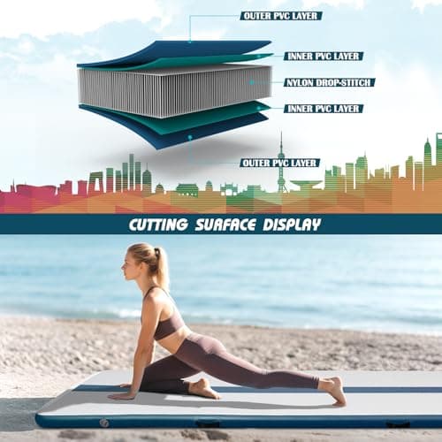 Tuxedo Sailor 11’ Inflatable Gymnastics Mat - Premium Heat Sealed Process,Tumbling Mat with Electric Pump, Repair Kit & Backpack - Multi-Scene exercise Mat Use for Gym, Yoga, Home, Outdoor - Thumbnail 3