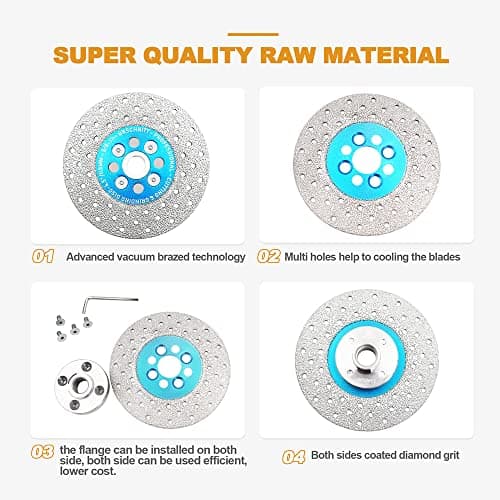 Diamond Granite Cutting Wheel,BRSCHNITT 4-1/2 Inch 115mm Vacuum Brazed Angle Grinder Diamond Blade with 5/8-11 Thread for Grinding Beveling Shaping Rounding Granite,Porcelain,Tile,Stone,Marble,Quartz - Thumbnail 6