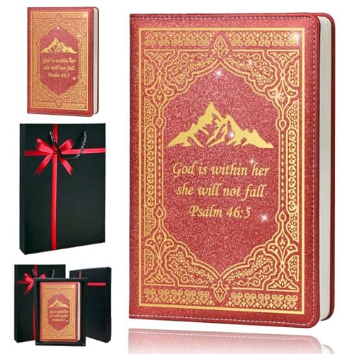 QDWXDEL Bible Journal,Journal for Women,A5 Hardcover Leather Journal - 200 Pages Premium Paper Notebook,Christian Journal Notebook for School, Work (God is Red) - Image 1