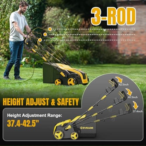 Dethatcher and Scarifier, 16-Inch 15 Amp Electric Lawn Dethatcher with 13.2 Gal Collection Bag, 5-Position Depth Adjustment, 2-in-1 Corded Power Rake & Aerator Tool - Thumbnail 6