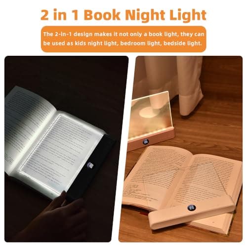 Choudao Tech LED Book Light and Night Light 2 in 1, 3 Color Temperatures & Stepless Dimming, USB Rechargeable Reading Light with Timer for Night Reading 1pc (Black) - Thumbnail 4