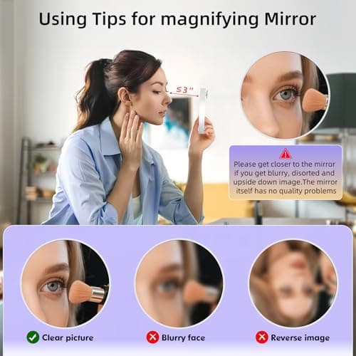 FUNTOUCH Travel Magnifying Mirror Set,10X/20X Small Magnifying Mirrors with Suction Cup,4.1 Inches Compact Magnified Mirror for Detail Makeup(White),2PCS - Thumbnail 6