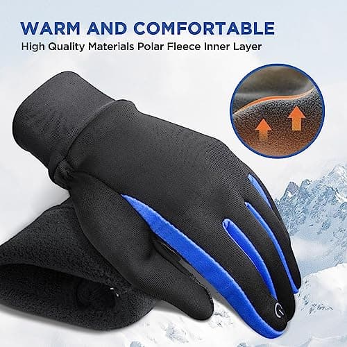 SIMARI Kids Winter Gloves with Touchscreen, Warm Thermal, Water-Resistant, Windproof for Boys Girls Toddler, Gloves for Cold Weather Running Cycling Snow Skiing Hiking Football Rugby Camping, Blue - Thumbnail 2