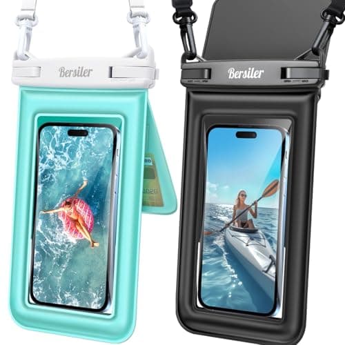 Floating Waterproof Phone Pouch - 2 Pack IPX8 Waterproof Phone Bag with Double Space, Waterproof Phone Case with Lanyard for iPhone 17 16 15 14 13 Pro Max Galaxy S24+ S23, Beach Cruise Ship Essentials - Image 1