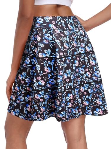 KORALHY Pleated Back Tennis Skirts for Women 20" High Waist Athletic Skorts with Decorative Stitching and Pockets for Golf Blue 3XL - Image 1