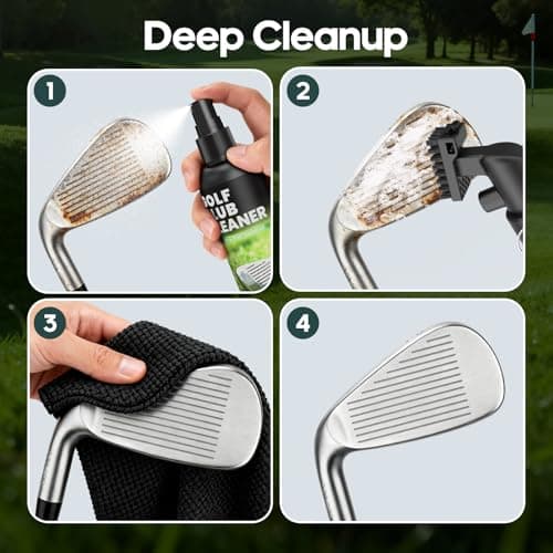 Pro Golf Club Cleaner Kit - Including New Designed Golf Club Brush, 3 Bottles of Cleaning Solution, Golf Towel,Effectively Remove Stubborn Stains and Rust. - Thumbnail 4