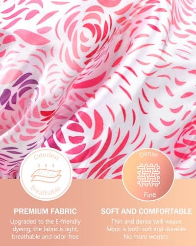 mikimini Large Shower Cap for Women Long Hair, 1 Pack,Romantic Petal Design, Double Layer Waterproof, Reusable, Washable, High-quality, Floral Print - Thumbnail 4