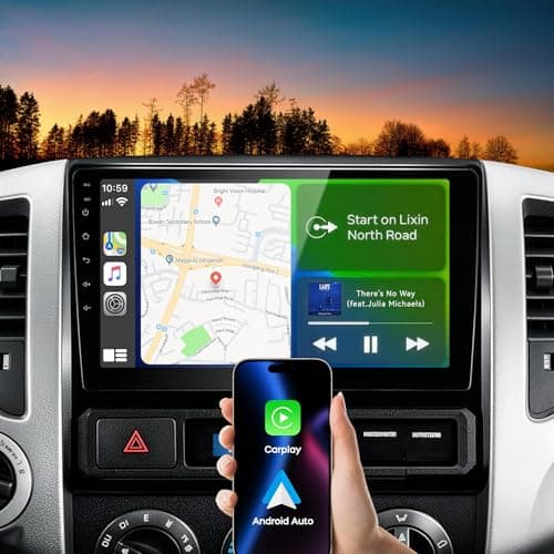Nzjubo Car Radio Stereo for Toyota Tacoma 2005-2015, 9 inch Touch Screen Car Stereo with Wireless Carplay, Android Auto, For Toyota Tacoma Radio with Bluetooth, Backup Camera, AM/FM, Head Unit - 2+64G