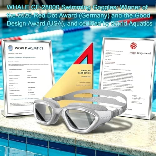 Whale Swim Goggles, HD Anti-Fog Goggles, Unisex | 100% UV Protection | Anti-Fog Design (Sea Salt Gray) - Thumbnail 3